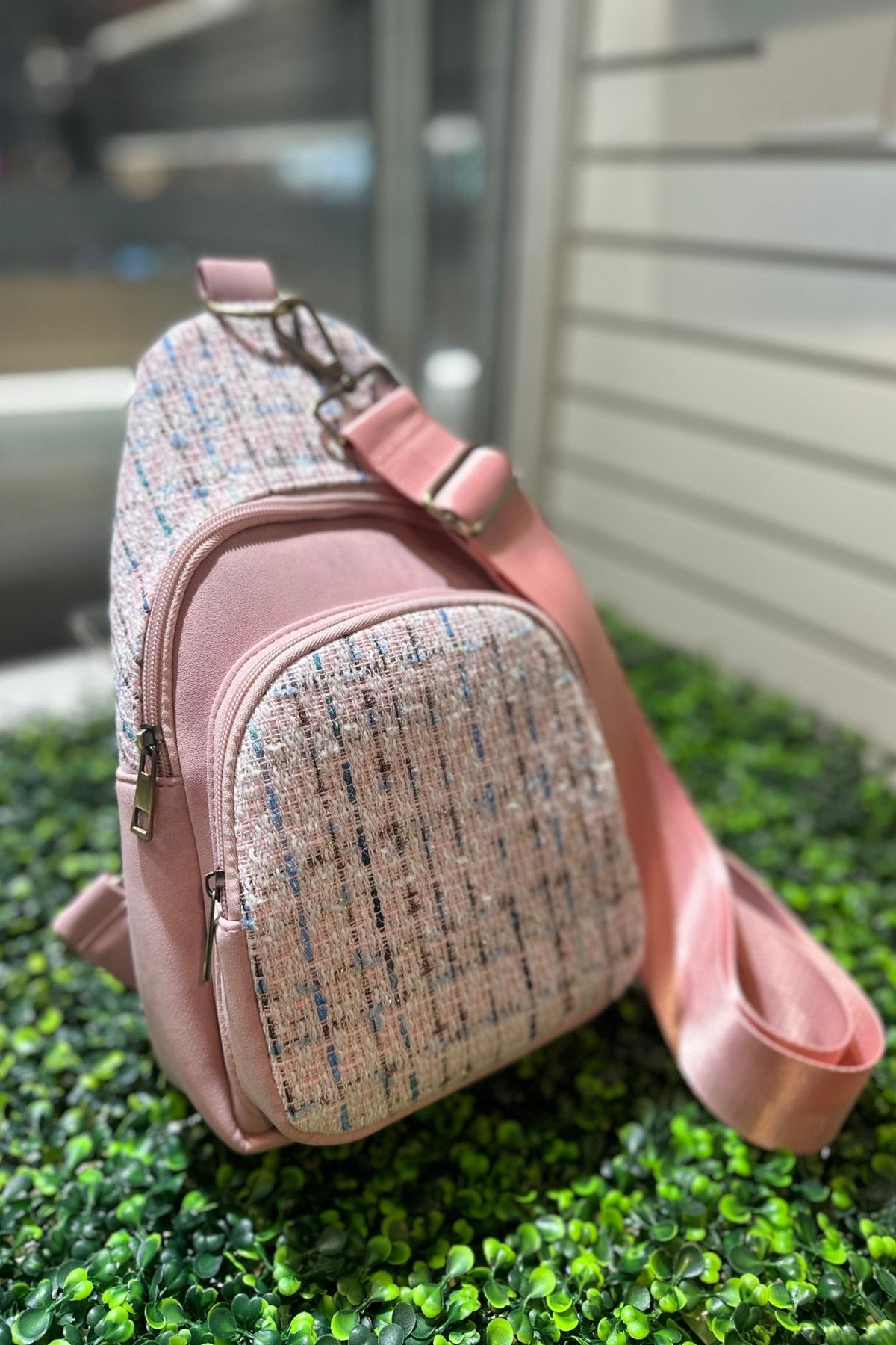 TW768 Tweed Sling Bag - MiMi Wholesale