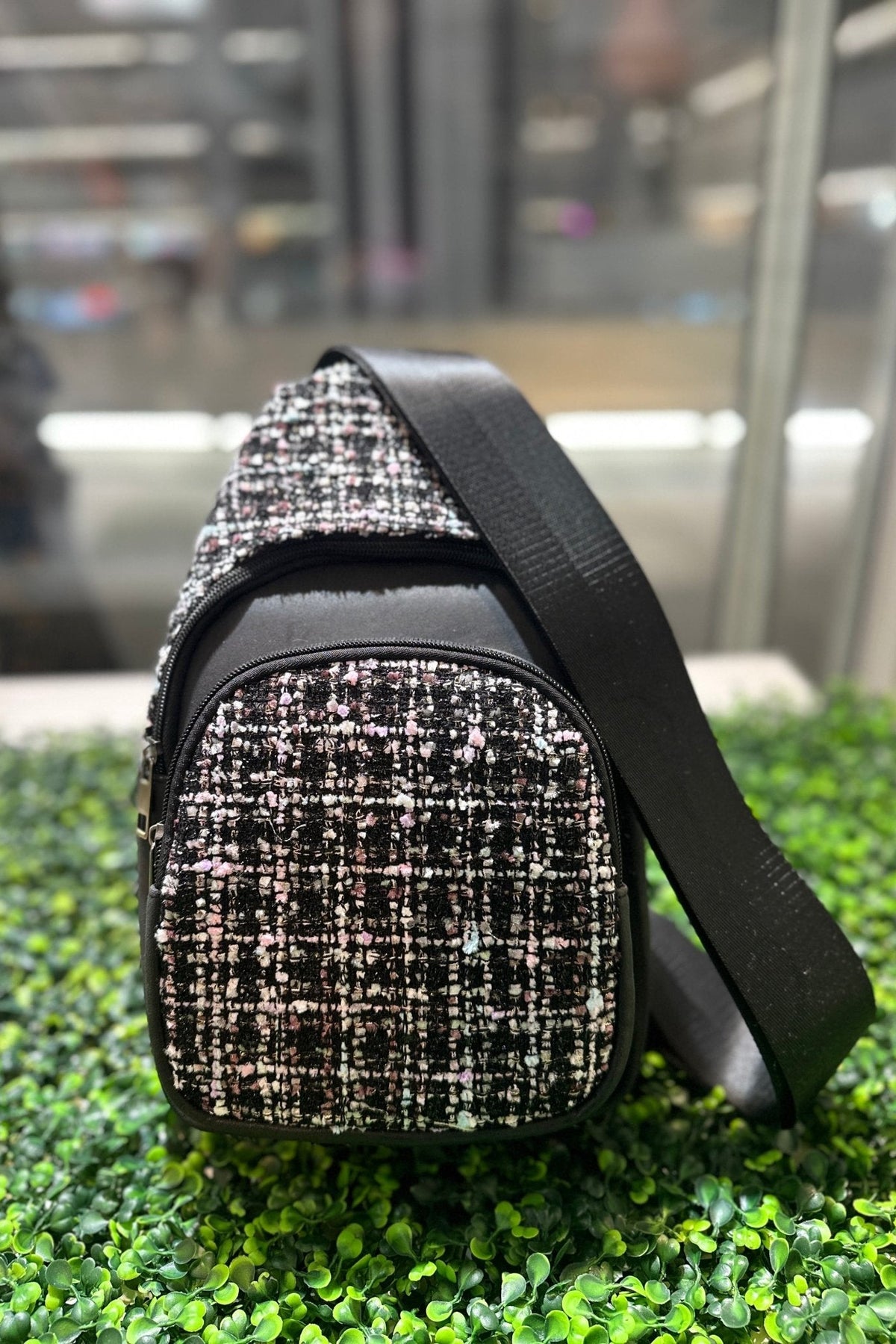 TW768 Tweed Sling Bag - MiMi Wholesale