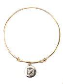 VB0701 Assorted 16 Piece Gold Initial Medallion Bangle Pack - MiMi Wholesale