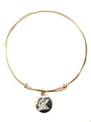 VB0701 Assorted 16 Piece Gold Initial Medallion Bangle Pack - MiMi Wholesale