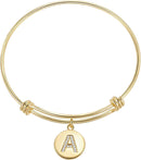 VB0701 Assorted 16 Piece Gold Initial Medallion Bangle Pack - MiMi Wholesale