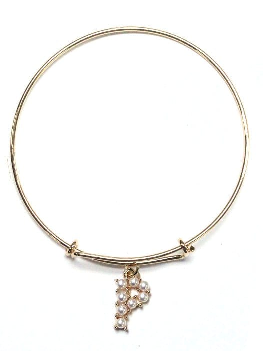 VB0703 Assorted 16 Piece Pearl Initial Bangle Pack - MiMi Wholesale
