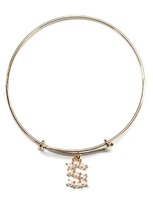 VB0703 Assorted 16 Piece Pearl Initial Bangle Pack - MiMi Wholesale