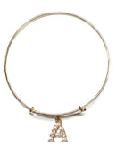 VB0703 Assorted 16 Piece Pearl Initial Bangle Pack - MiMi Wholesale