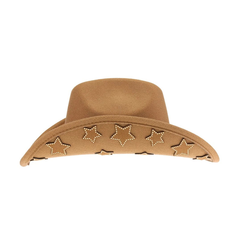 VCC0074 Studded Star Brim Felt Cowboy Hat - MiMi Wholesale