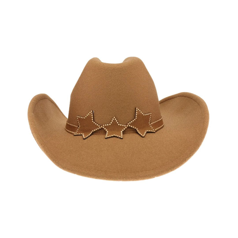 VCC0074 Studded Star Brim Felt Cowboy Hat - MiMi Wholesale