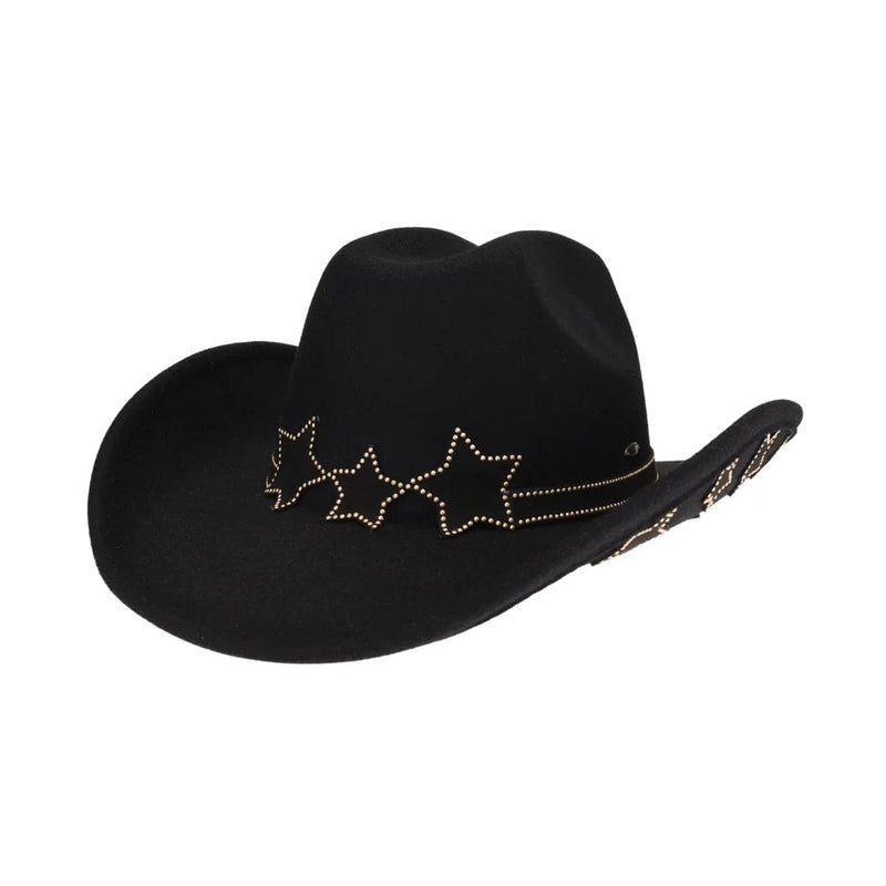 VCC0074 Studded Star Brim Felt Cowboy Hat - MiMi Wholesale