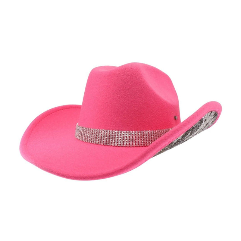 VCC0083 Texhoma Cow Print Rhinestone Felt Cowboy Hat - MiMi Wholesale