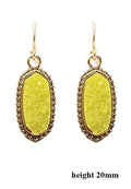 VE1442 Druzy Stone Oval Hexagon Drop Earrings - MiMi Wholesale