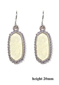 VE1442 Druzy Stone Oval Hexagon Drop Earrings - MiMi Wholesale