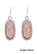 VE1442 Druzy Stone Oval Hexagon Drop Earrings - MiMi Wholesale