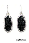 VE1442 Druzy Stone Oval Hexagon Drop Earrings - MiMi Wholesale