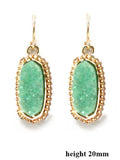 VE1442 Druzy Stone Oval Hexagon Drop Earrings - MiMi Wholesale