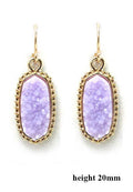 VE1442 Druzy Stone Oval Hexagon Drop Earrings - MiMi Wholesale