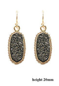 VE1442 Druzy Stone Oval Hexagon Drop Earrings - MiMi Wholesale