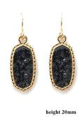 VE1442 Druzy Stone Oval Hexagon Drop Earrings - MiMi Wholesale