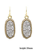 VE1442 Druzy Stone Oval Hexagon Drop Earrings - MiMi Wholesale