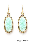 VE1442 Druzy Stone Oval Hexagon Drop Earrings - MiMi Wholesale