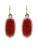VE1442 Druzy Stone Oval Hexagon Drop Earrings - MiMi Wholesale