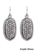 VE1550 Pave Rhinestone Oval Hexagon Drop Earrings - MiMi Wholesale