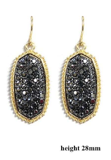 VE1550 Pave Rhinestone Oval Hexagon Drop Earrings - MiMi Wholesale