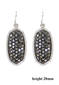 VE1550 Pave Rhinestone Oval Hexagon Drop Earrings - MiMi Wholesale