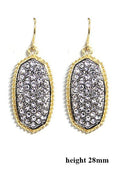 VE1550 Pave Rhinestone Oval Hexagon Drop Earrings - MiMi Wholesale