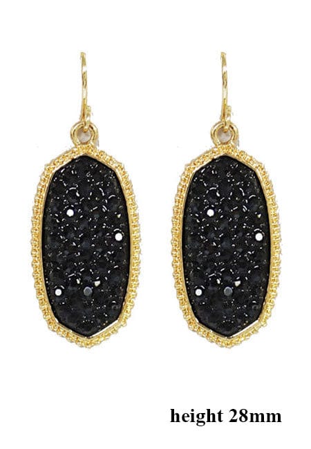 VE1550 Pave Rhinestone Oval Hexagon Drop Earrings - MiMi Wholesale