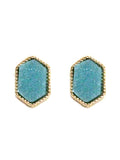 VE2334 Peggy Druzy Hexagon Post Earrings - MiMi Wholesale