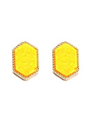 VE2334 Peggy Druzy Hexagon Post Earrings - MiMi Wholesale