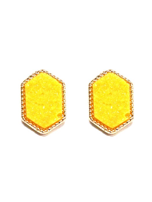 VE2334 Peggy Druzy Hexagon Post Earrings - MiMi Wholesale