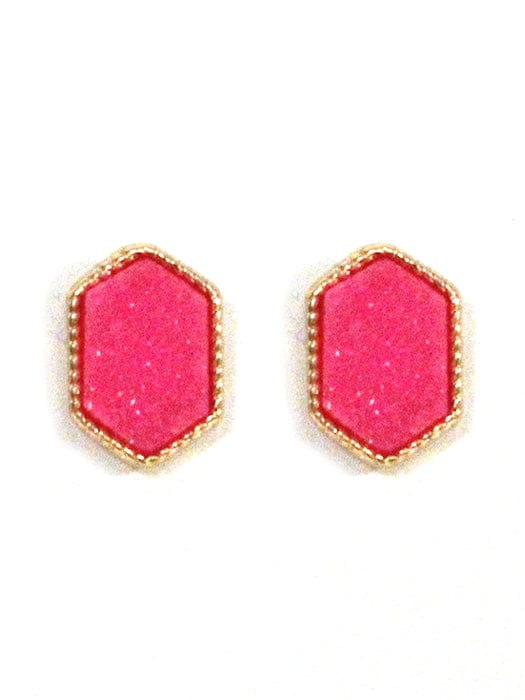 VE2334 Peggy Druzy Hexagon Post Earrings - MiMi Wholesale