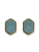 VE2334 Peggy Druzy Hexagon Post Earrings - MiMi Wholesale