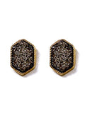 VE2334 Peggy Druzy Hexagon Post Earrings - MiMi Wholesale