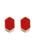 VE2334 Peggy Druzy Hexagon Post Earrings - MiMi Wholesale