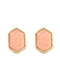 VE2334 Peggy Druzy Hexagon Post Earrings - MiMi Wholesale