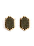 VE2334 Peggy Druzy Hexagon Post Earrings - MiMi Wholesale