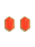 VE2334 Peggy Druzy Hexagon Post Earrings - MiMi Wholesale