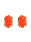 VE2334 Peggy Druzy Hexagon Post Earrings - MiMi Wholesale