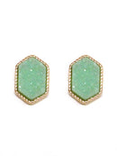 VE2334 Peggy Druzy Hexagon Post Earrings - MiMi Wholesale