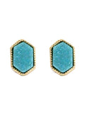 VE2334 Peggy Druzy Hexagon Post Earrings - MiMi Wholesale