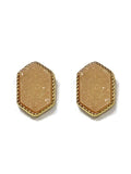 VE2334 Peggy Druzy Hexagon Post Earrings - MiMi Wholesale