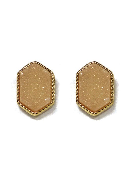 VE2334 Peggy Druzy Hexagon Post Earrings - MiMi Wholesale