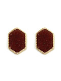 VE2334 Peggy Druzy Hexagon Post Earrings - MiMi Wholesale