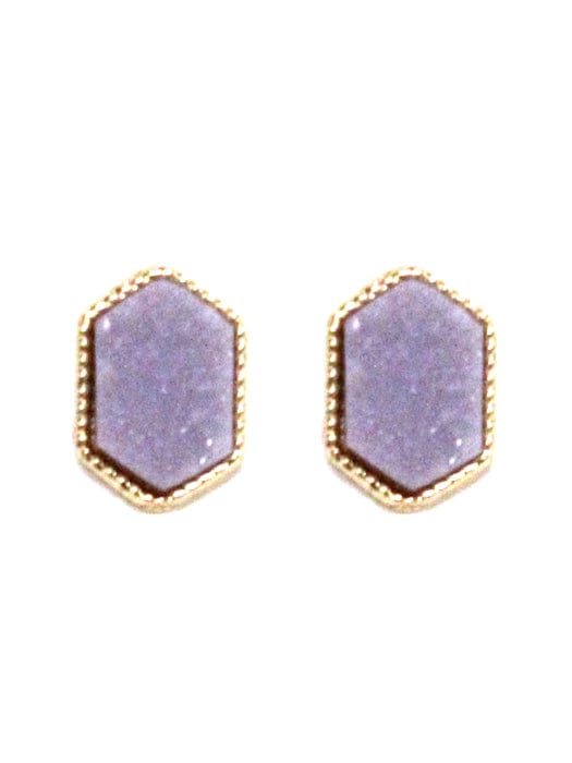 VE2334 Peggy Druzy Hexagon Post Earrings - MiMi Wholesale