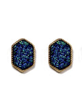 VE2334 Peggy Druzy Hexagon Post Earrings - MiMi Wholesale