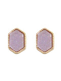 VE2334 Peggy Druzy Hexagon Post Earrings - MiMi Wholesale