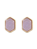 VE2334 Peggy Druzy Hexagon Post Earrings - MiMi Wholesale