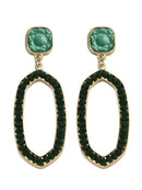 VE2721 Gemstone Post Oval Dangle Earrings - MiMi Wholesale