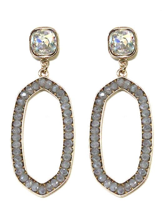 VE2763 Iridescent Post Gemstone Oval Dangle Earrings - MiMi Wholesale